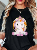 Womens T Shirts Cute Cartoon Unicorn Sitting With Soft Pastel Colors, Basic Tees Women, Graphic Tshirts Women