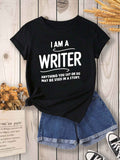 Womens Grinch Shirt I Am A Writer Text Bold Clear Simple Typography Tshirt, Graphic Tees Women, Basic Tees Women