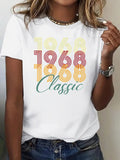 Cute T Shirts For Women Classic Retro Styled Numbers Printed Vintage T Shirt, Womens Graphic Tshirts, Womens Shirts