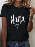 Womens Graphic Tshirts Nana Heart Casual Comfortable Soft Cotton Black T Shirt, Funny T Shirts For Women, Basic Tees Women