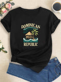 Graphic Shirts For Women Dominican Republic Tropical Beach Hut With Palm Trees And Calm Sea T Shirt, Black T Shirt Women, Pink Shirt Womens