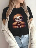 Womens Grinch Shirt Cute Cartoon Sloth Making Heart Shape Hands Tshirt, Blue Shirt Women, Shirt For Women
