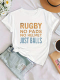 Pink Shirt Womens Rugby No Pads No Helmet Just Balls, Womens Graphic Tshirts, Black T Shirt Women