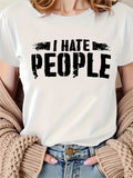 Womens Graphic Tees Vintage I Hate People, Women's Short Sleeve T Shirts, Country Shirts Womens