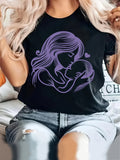 Womens Graphic Tshirts Tender Embrace Between Loving Mother And Baby Silhouette, Green Shirt Womens, Cotton Shirts For Women