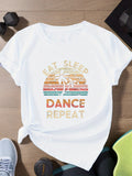 Cotton Shirts For Women Eat Sleep Dance Repeat Vintage Sunset With Palm Tree T Shirt, Shirt For Women, Womens Graphic Tshirts