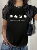 100 Cotton T Shirts For Women This Is How I Roll Playful Cute Panda Illustrations With Text Graphic, Vintage T Shirts Women, Women Tshirts
