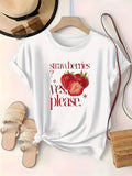 Cute T Shirts For Women Yes Please Juicy Red Ripe Strawberries With Delightful Fresh Fruit, Country Shirts Womens, Womens Graphic Tshirts