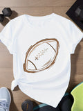 Pink Shirt Womens Brown Sketchy Lines Surrounding Classic Football, Green Shirt Womens, Womens Graphic Tees Vintage