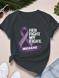 Womens Graphic Tshirts Her Fight My Fight Purple Ribbon Migraine Awareness Shirt, Green Shirt Womens, Red T Shirt Women