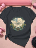 Funny T Shirts For Women Vintage White Moth With Delicate Floral Elements Amid Soft Glow Tshirt, Womens Grinch Shirt, Country Shirts Womens