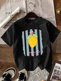 Black T Shirt Women Lemonysweet Fresh Vibrant Ripe Yellow Lemon With Pink Bow, Womens Graphic Tees Vintage, Cotton T Shirts For Women