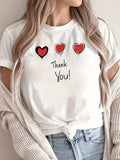 Black T Shirt Women Thank You Playful Heart Balloons With Whimsical Floating White Tshirt, Vintage T Shirts Women, Pink Shirt Womens