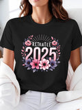 Cute Graphic Tees For Women Retraitee 2025 Floral Wreath With Pink Purple Flowers Shirt, Womens T Shirts, Cotton Shirts For Women