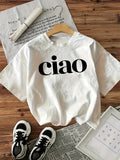 Grey T Shirt Womens Ciao, Shirt For Women, Graphic Tees Women