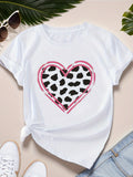 Pink Shirt Womens Fashionable Casual Cotton Tshirt With Spotted Heart Pattern, 100 Cotton T Shirts For Women, Blue Shirt Women