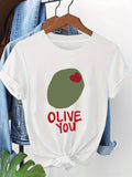 Green Shirt Womens Olive You Green Olive With Red Heart And Playful Text Tshirt, Women T Shirt, Shirt For Women