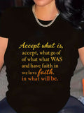 Funny T Shirts For Women Accept What Is Accept Faith Inspirational Quote On Black Tshirt, Basic Tees Women, 100 Cotton T Shirts For Women