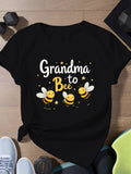 Womens White Tee Grandma To Bees Friendly Cute Flying Cheerful Bee, Cute Graphic Tees For Women, 100 Cotton T Shirts For Women