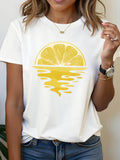 Womens Tees Refreshing Yellow Lemon Slice With Water Reflection T Shirt, Women's Short Sleeve T Shirts, Womens Night Shirts
