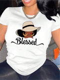 Graphic Tshirts Women Blessed African Woman Wearing Stylish Hat, Shirt For Women, Graphic Tees Women