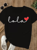 Womens Night Shirts Lola Stylish Simple Modern Minimalist Red Heart Tshirt, Funny T Shirts For Women, Grey T Shirt Womens