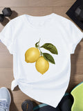 Graphic Tees Women Fresh Yellow Lemon Fruit With Green Leaves Branch, Shirt For Women, Cute T Shirts For Women