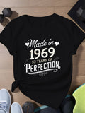 Blue Shirt Women Made In Perfection Celebration With Elegant Classic Typeface Shirt, Cute T Shirts For Women, Green Shirt Womens