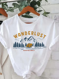 Cotton Shirts For Women Wanderlust Adventure Mountains With Pine Trees Surrounding Cozy Cabin Tshirt, White Cotton Shirt Women, Womens Graphic Tshirts