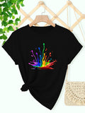 Womens Shirts Colorful Vibrant Splash With Dynamic Flowing Paint Droplet, Vintage T Shirts Women, Cotton Shirts For Women