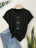Funny T Shirts For Women Fashionable Stylish Casual Graphic Hearts Pattern Shirt, Vintage Shirts Women, Country Shirts Womens