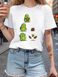 Womens Grinch Shirt Cute Cartoon Style Fresh Green Avocado Fruit, Vintage Shirts Women, Women Tshirts