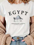 Graphic Shirts For Women Egypt Northeast Africa Pyramid With Palm Tree And Desert Landscape Tshirt, Womens Tees, Country Shirts Womens
