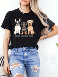Pink Shirt Womens Cute Three Small Dogs Sitting Together French Dachshund Terrier, Graphic Tees Women, Women T Shirt