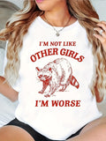 Funny Shirts For Women Im Not Like Other Girls Im Worse Rustic Sketch Detailed Fox, Womens Grinch Shirt, Graphic Shirts For Women