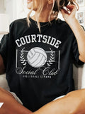 Cotton T Shirts For Women Courtside Social Club Volleyball Graphic Tee, Red T Shirt Women, Womens Graphic T Shirts