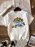 Womens Night Shirts Bowl Filled With Green Olives And Blue White Porcelain Bowl, Red T Shirt Women, Graphic Tshirts Women