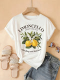 Womens Graphic Tees Vintage Limoncello Refreshing Delicious Lemons With Leaves And Blossoms T Shirt, Womens Night Shirts, Vintage T Shirts Women