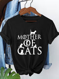 Green Shirt Womens Mother Of Cats With Two Playful Cats Silhouettes Shirt, Funny Shirts For Women, Womens Graphic T Shirts