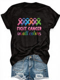 Funny T Shirts For Women Fight Cancer Awareness Ribbons In Bright Colors T Shirt, Womens Grinch Shirt, Womens Night Shirts