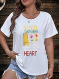 Funny Shirts For Women School Custodian Handprints In Bright Colors Heart, Womens Graphic Tees Vintage, Shirt For Women