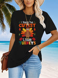 Graphic Tshirts Women Cutest Little Turkey Among Falling Autumn Leaves Turkey, Womens Grinch Shirt, Pink Shirt Womens