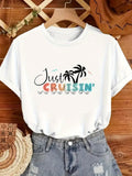 Funny Shirts For Women Just Cruisin Relaxed Tropical Vibes With Palm Trees T Shirt, Shirt For Women, Womens Night Shirts