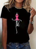 100 Cotton T Shirts For Women Faith Script Design With Pink Awareness Ribbon Black T Shirt, Womens Graphic Tees Vintage, Pink Shirt Womens