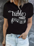 Womens Grinch Shirt Treble Maker Stylish White Notes Flowing Musical Staff T Shirt, Womens Shirts, Womens Graphic Tshirts