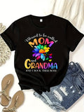 Cute T Shirts For Women Blessed To Be Called Colorful Text With Heart Patterns And Vibrant Flowers T Shirt, Grey T Shirt Womens, Womens Graphic T Shirts