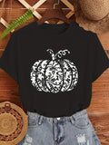 Womens Grinch Shirt Black T Shirt With Stylized Ornate Pumpkin Design, White Cotton Shirt Women, Womens Shirts