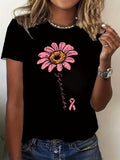 Womens Tees Graceful Pink Flower With Ribbon On Classic Black Tee, Basic Tees Women, Red T Shirt Women