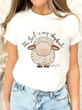 Womens Grinch Shirt The Lord Is My Shepherd Cute Cartoon Sheep With Soft Curly Wool T Shirt, Graphic Tees Women, Black T Shirt Women
