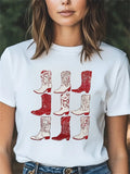 Blue Shirt Women Rustic Patterned Boots In Red And White Design Shirt, Womens Night Shirts, Green Shirt Womens